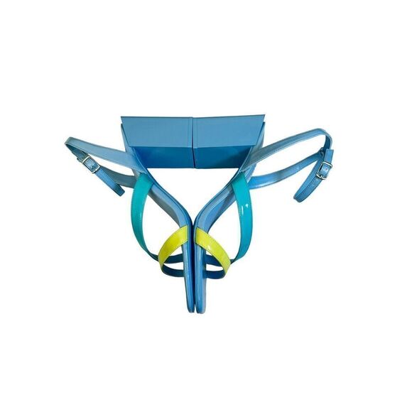 Chelsea and Violet Holli Patent Color Block Ankle Strap Sandals Size 9 - Picture 5 of 9